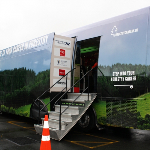 The NZ Forest Owners Levy is a major sponsor of the InZone Careers bus touring NZ schools